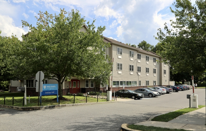The exterior facade of Delaney Hall Residence
